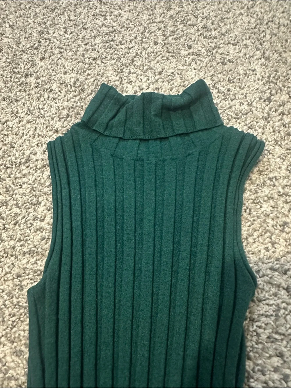 J. Crew Dark Green Ribbed Sleeveless Turtleneck